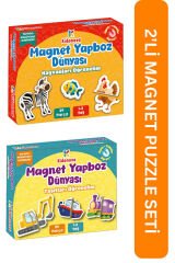 Kidonova: Magnet Puzzle Seti - Sevimli Hayvanlar + Taşıtları Tanıyalım Manyetik Çift Puzzle