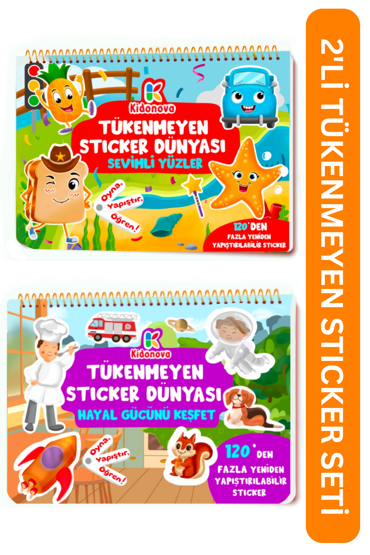 Tükenmeyen Sticker Kitabım İkili Set – (240+ Tekrar Kullanılabilir Sticker)